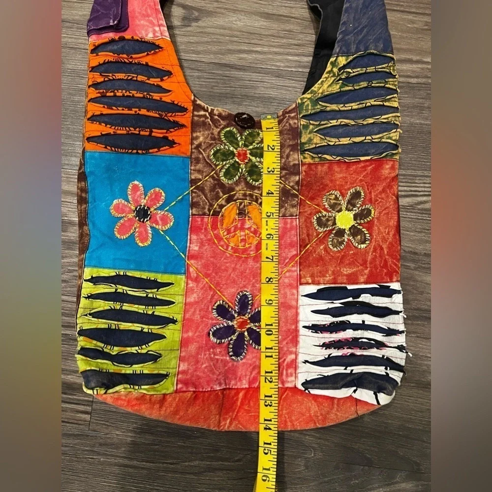 Hippie canvas women cotton hobo bag with razor cuts